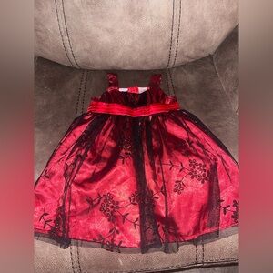 Elegant Red Floral Kids Formal Dress